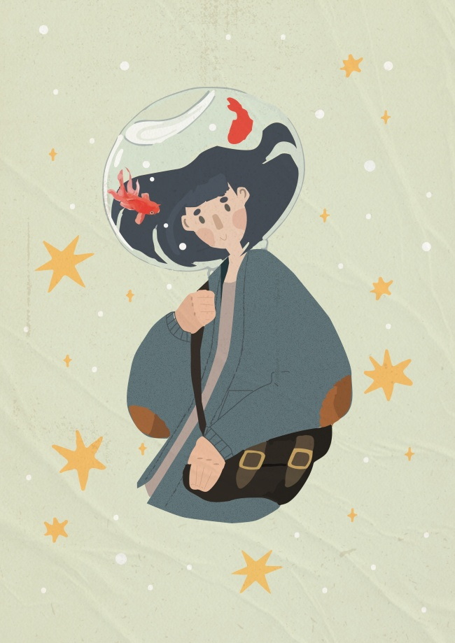 手绘艺术插画女孩图片