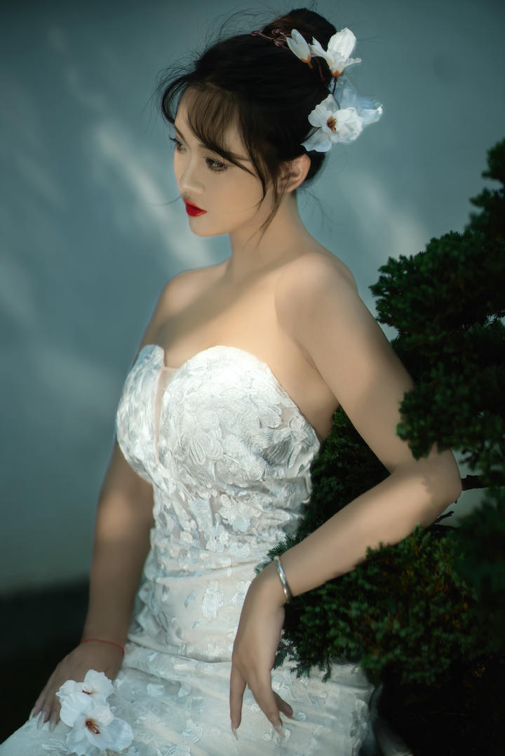 穿婚纱的美丽新娘798艺术摄影图片