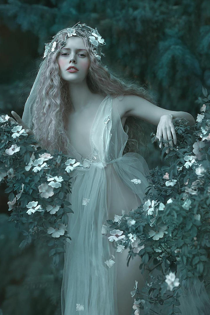 穿着纱裙的欧美女生艺术写真图片