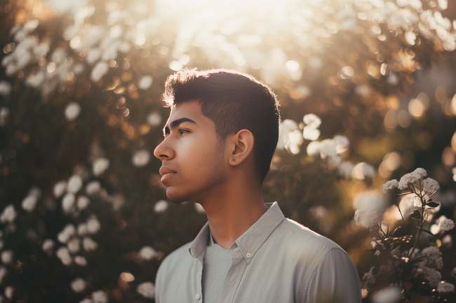 非主流逆光侧颜帅哥写真图片