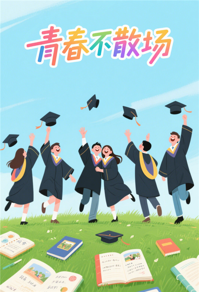 卡通插画风格毕业季海报图片