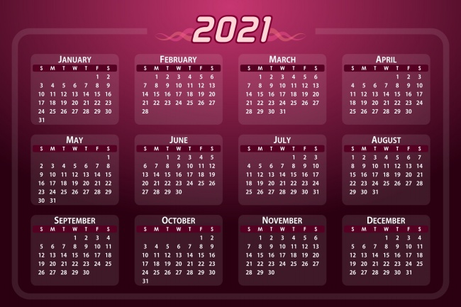2021年日历图片