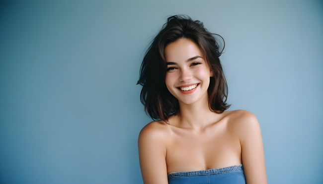 欧美年轻靓丽抹胸装美女写真图片