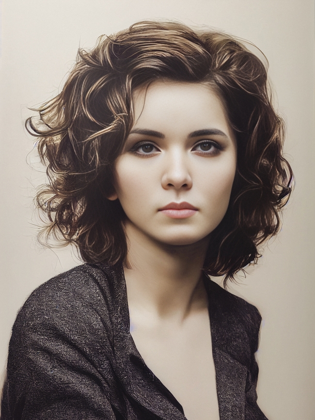 好看中短发卷发发型图片