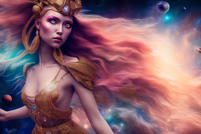 宇宙空间星座女神动漫插画图片