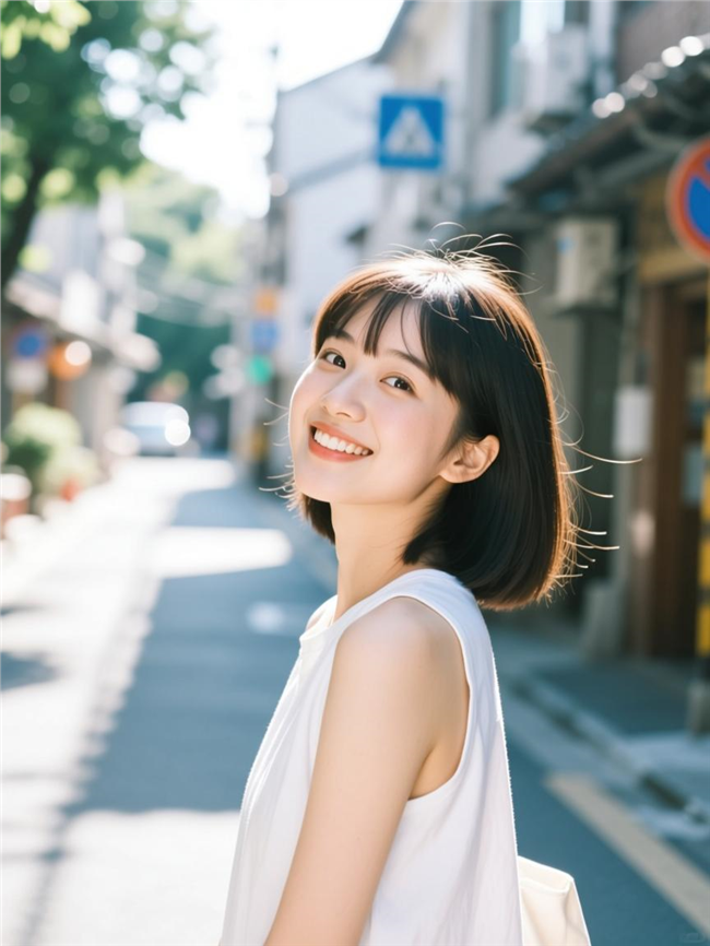 阳光明媚街头街拍美女图片