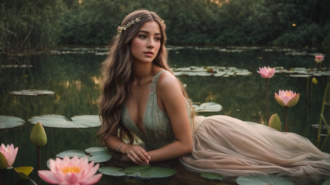 莲花池欧美婚纱美女写真摄影图片