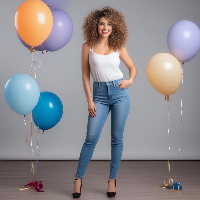 性感吊带衫牛仔裤美女人体艺术图片