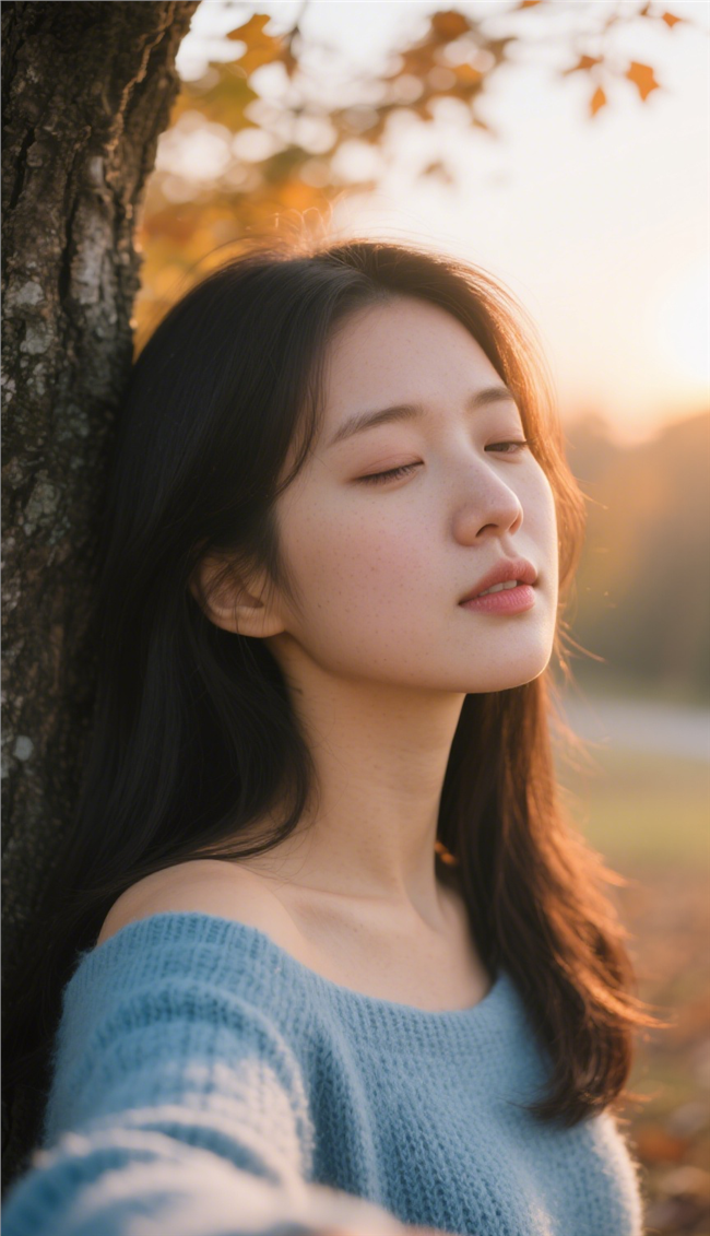 温暖治愈系午后阳光自拍美女图片