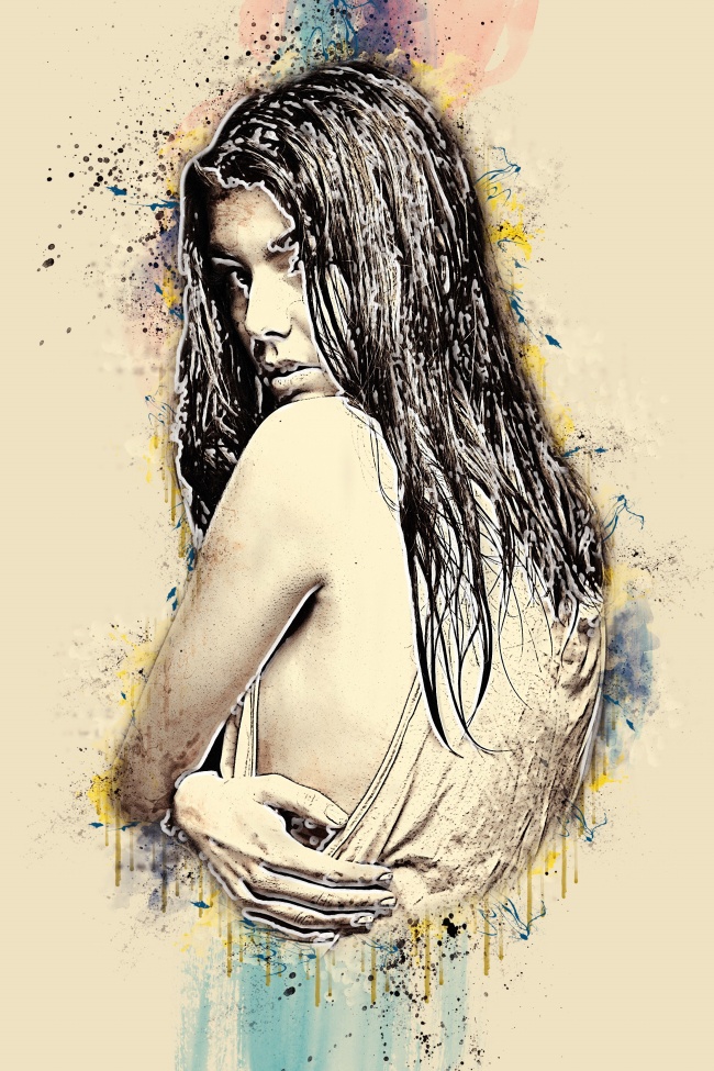 油画美女肖像图片