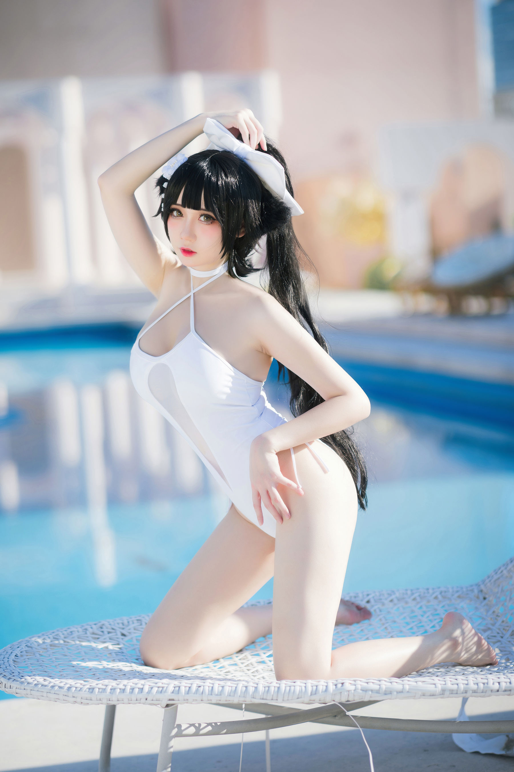 动漫博主焖焖碳傲人身材泳装COS碧蓝航线高雄