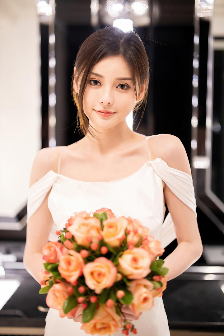 捧着鲜花的清纯女生头像小夕高清写真套图