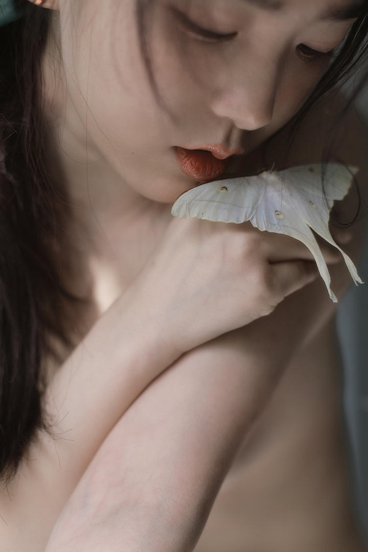 亲吻蝴蝶的好看的头像女生光魅图片
