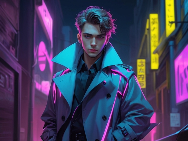 欧美午夜帅气风衣帅哥图片