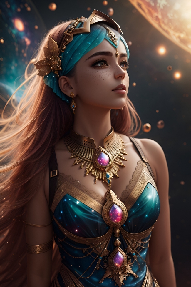 宇宙星系女神动漫插画设计图片