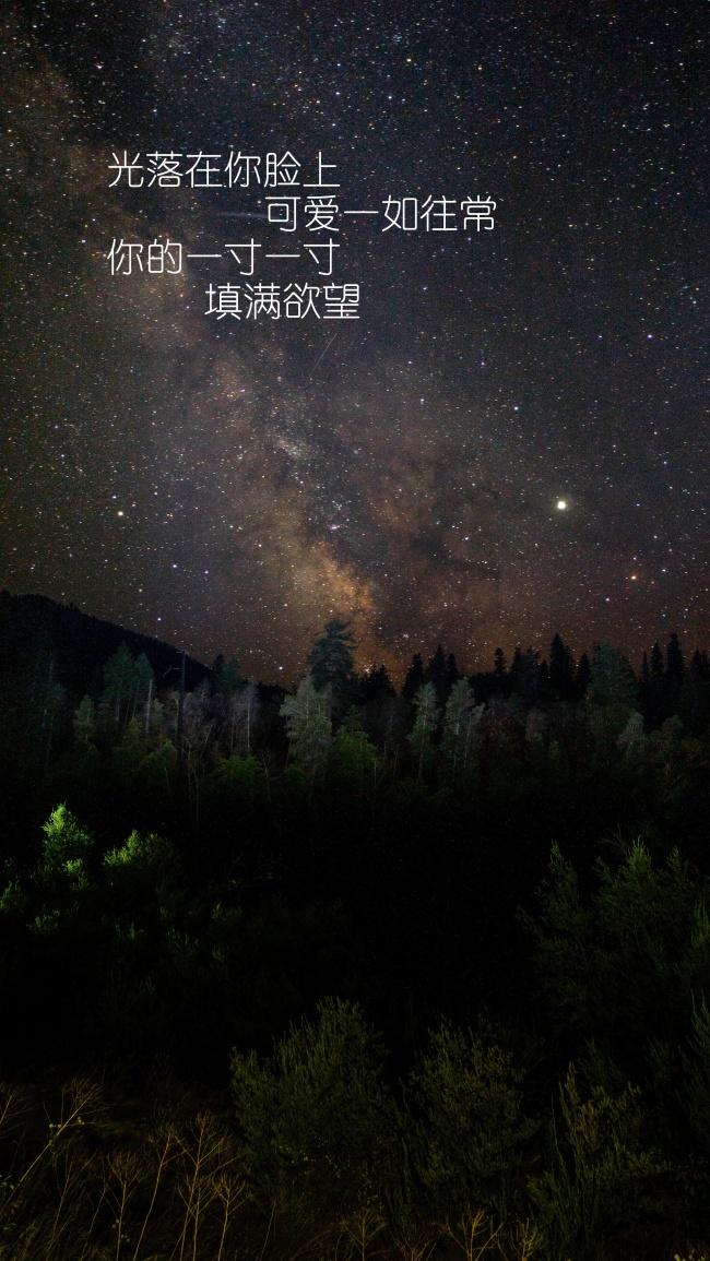 唯美意境夜晚星空带字图片