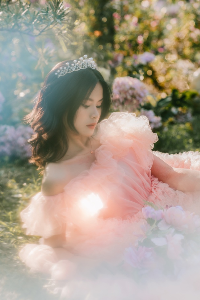 女生单人婚纱照图片