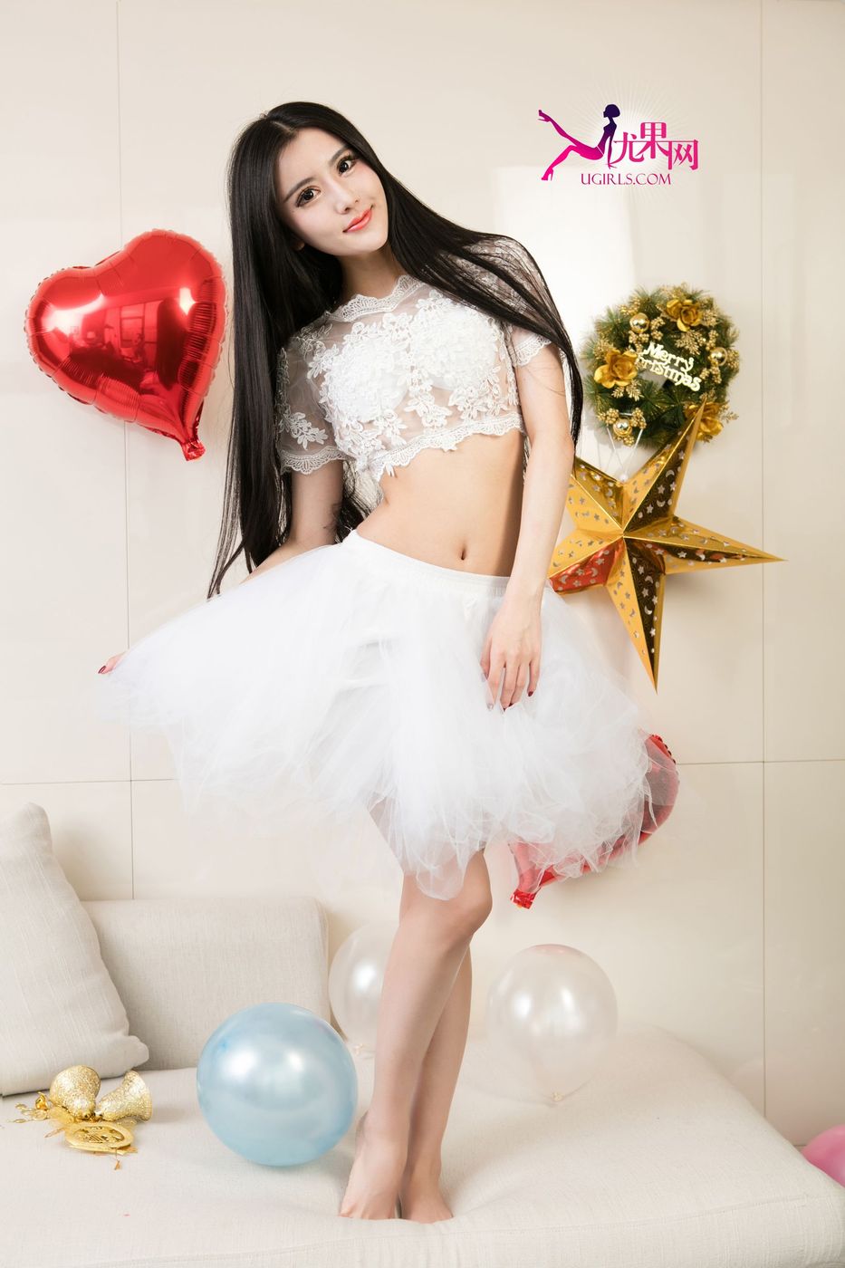 尤果网性感美女金子熙圣诞内衣湿身诱惑爱的礼物写真套图