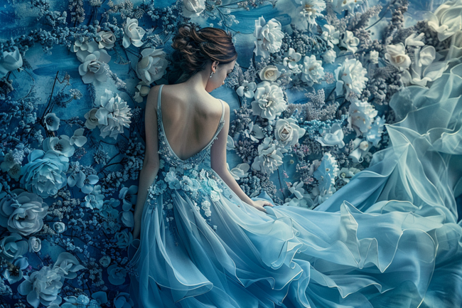 唯美花墙艺术美感婚纱摄影图片