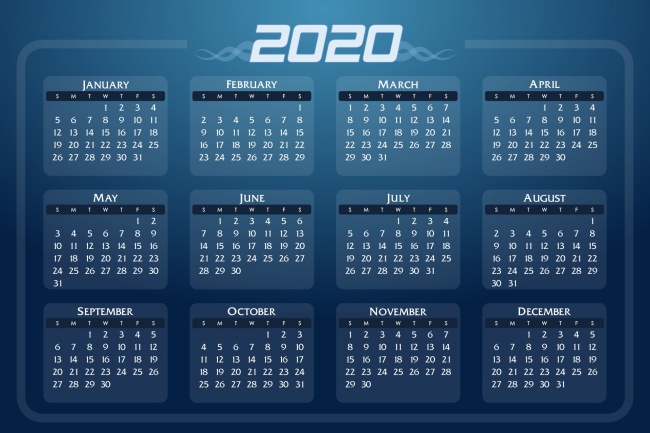 2020年日历表图片