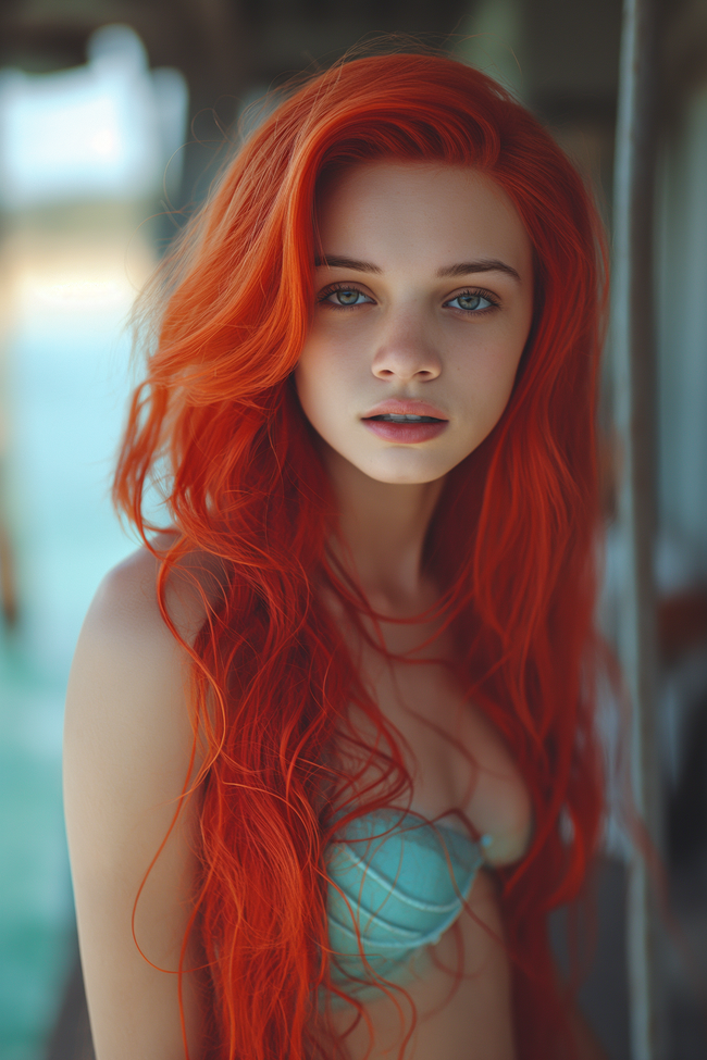 cosplay红发美人鱼少女性感美女图片摄影