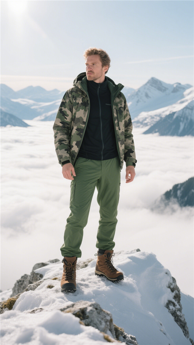 站在雪山上的欧美帅哥图片