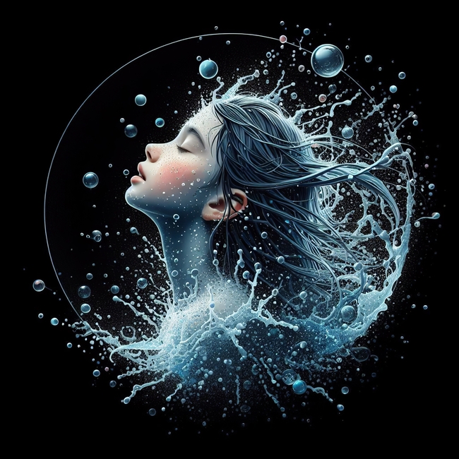 黑色艺术感少女插画设计图片