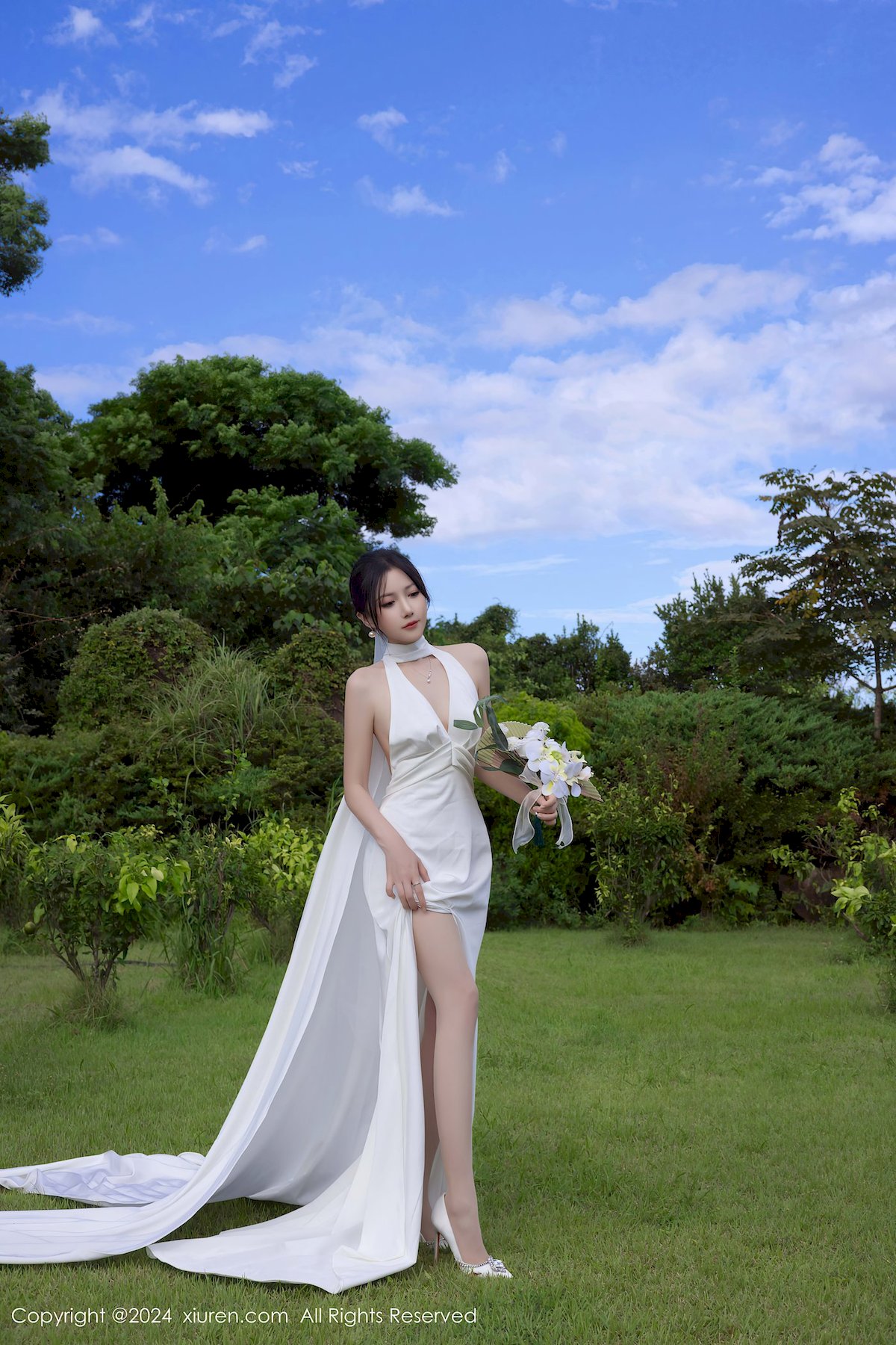 秀人网模特鱼子酱Fish白丝婚纱婚礼拍摄主题韩国旅拍