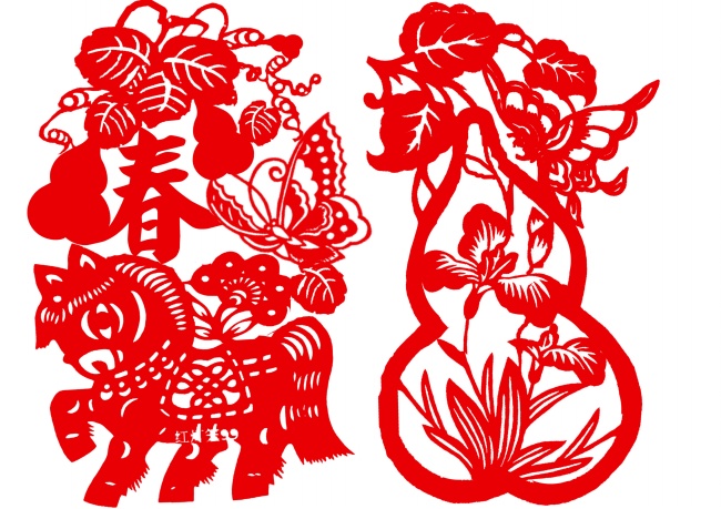 马年剪纸图片