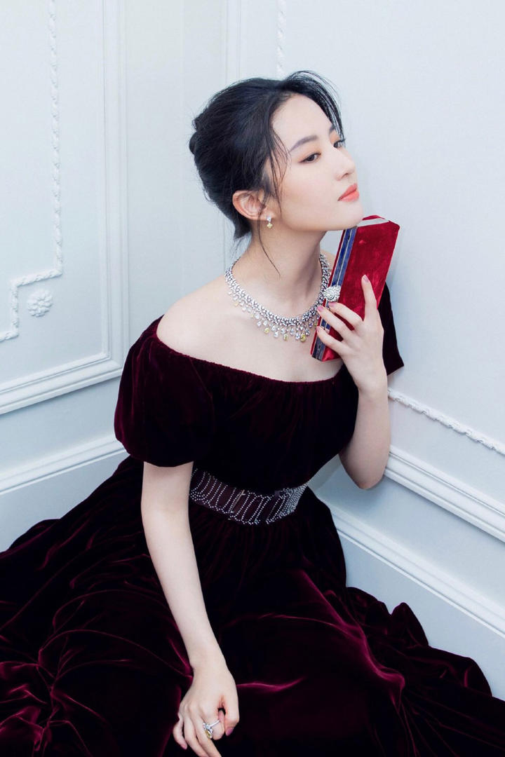 穿华丽晚礼服的漂亮女明星刘亦菲个人艺术照