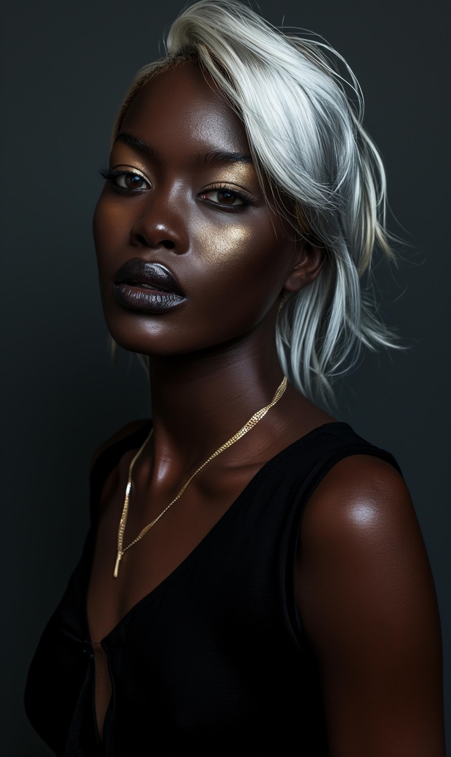 白发黑人美女人像艺术写真摄影图片