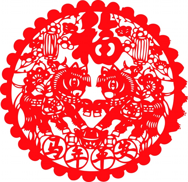 马年剪纸图片