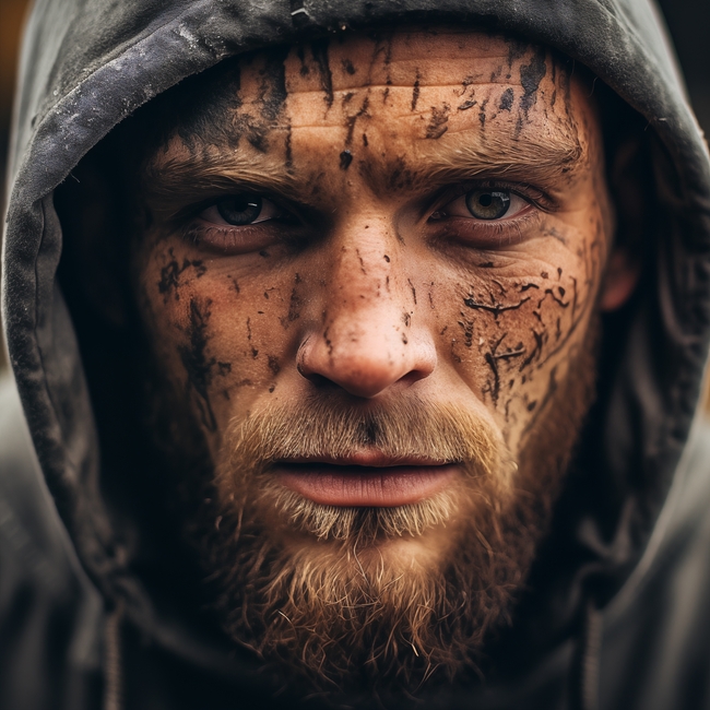 北欧脸上沾满泥土的帅哥图片