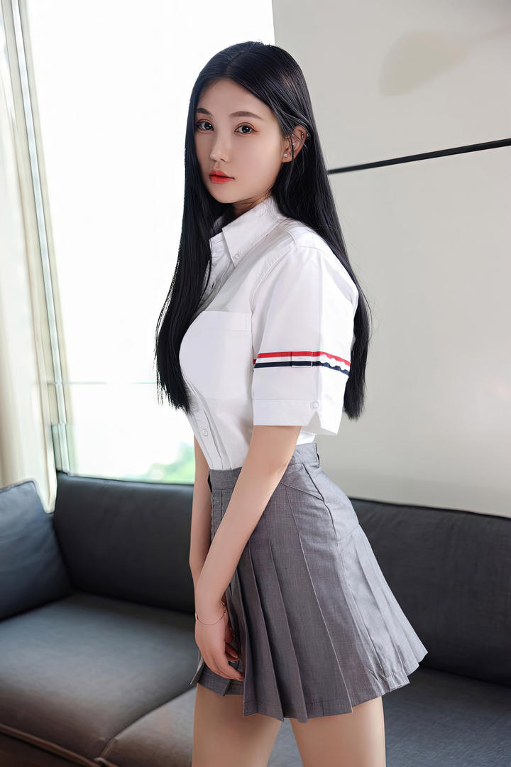 清纯长发JK制服美女人体艺术写真图片