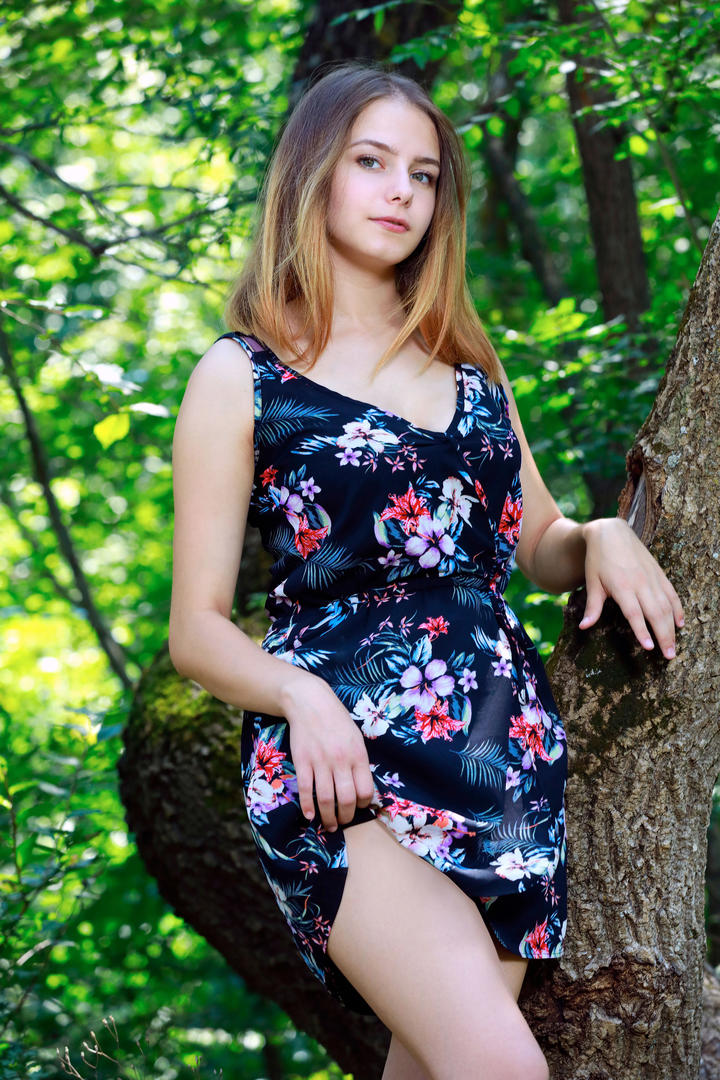 森林里的欧美专区美女模特摄影写真图片