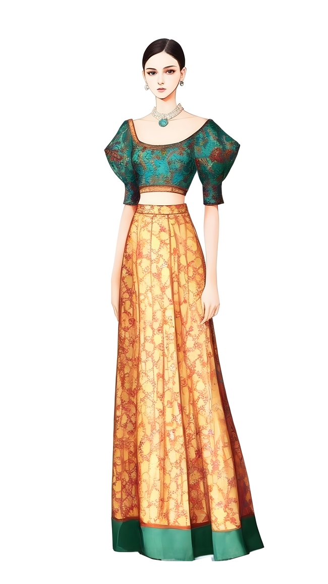 唯美印度风格服饰手绘插图图片