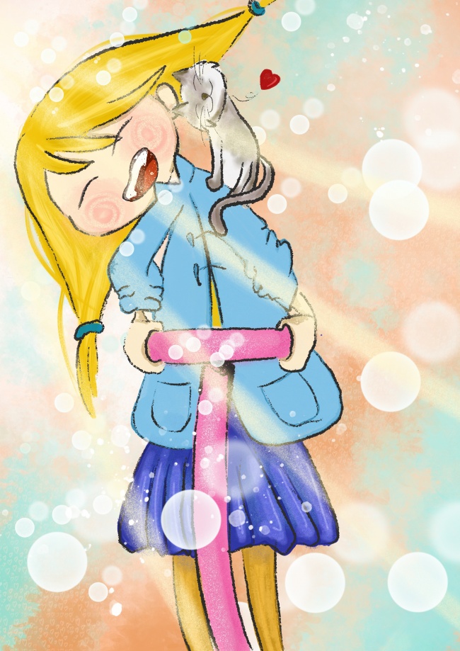 快乐女孩卡通插画图片