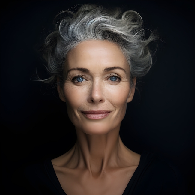 欧美美女奶奶灰染发发型图片