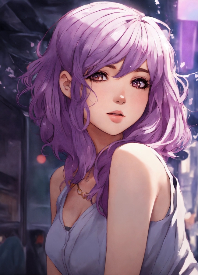 紫色风格性感动漫女孩图片
