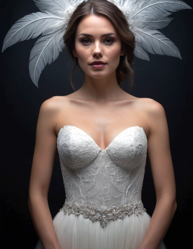 唯美抹胸裙新娘美女婚纱照图片