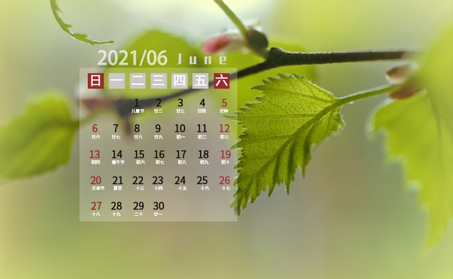 2021年6月月历图片