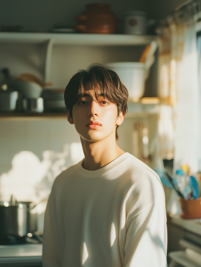 亚洲阳光年轻白色卫衣帅哥图片