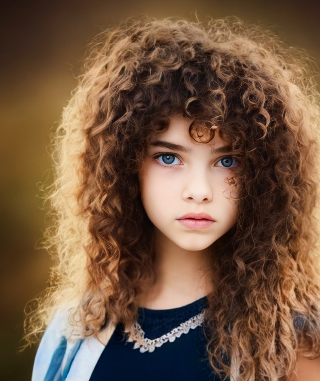 小女孩可爱泡面卷发型图片