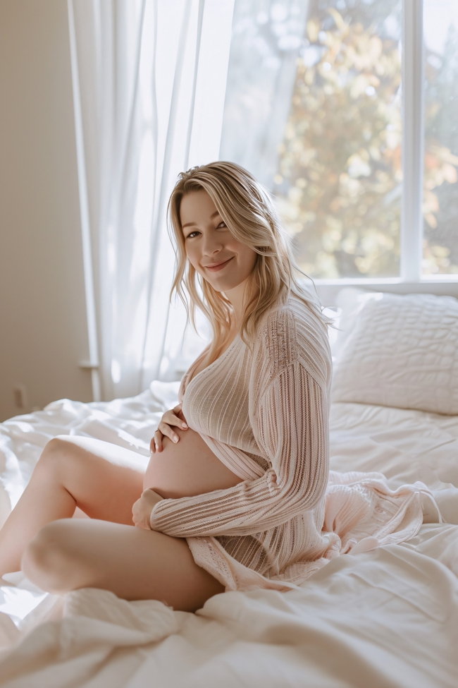 欧美孕妇美女家居性感写真图片