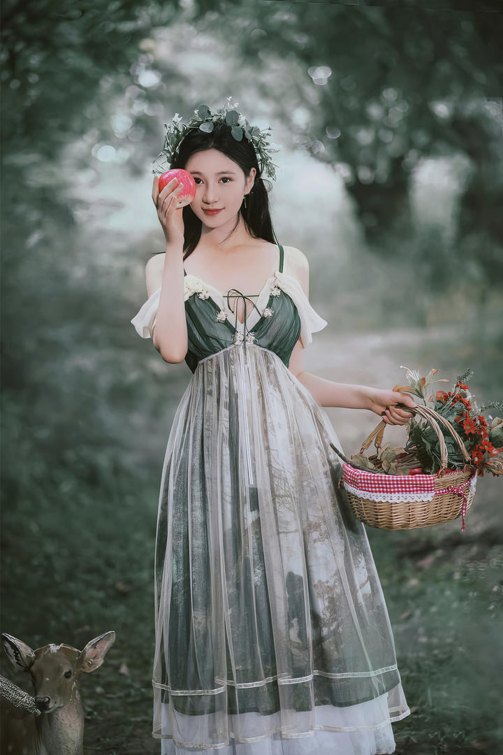 提着花篮的美女公主艺术摄影写真图片