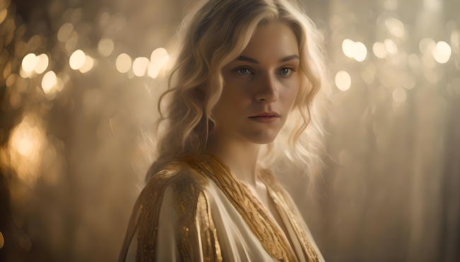 欧美金发女郎美女侧颜写真摄影图片