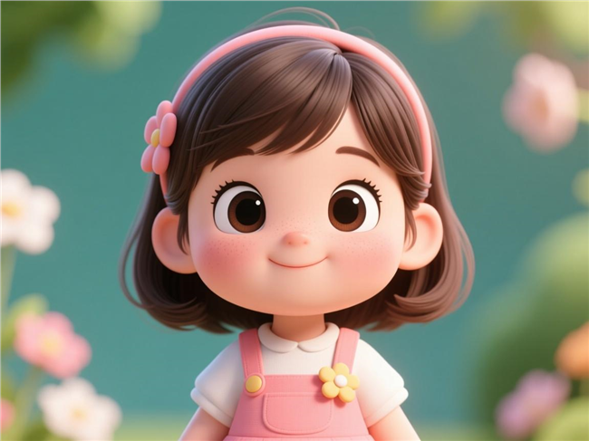 3D卡通可爱小女孩图片