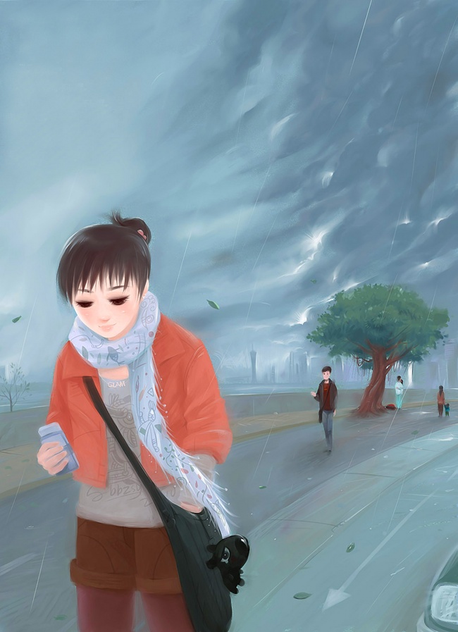 伤感插画图片