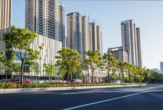 一排高耸的住宅楼摄影图片