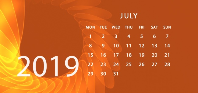 2019年7月月历图片